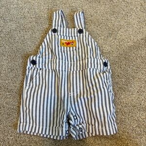 baby overalls shorts stripped Blue & White Crab 3-6 months